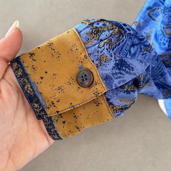 Coastal Semi Sheer Printed Long Sleeve Button Down Blouse - Picture 10 of 12